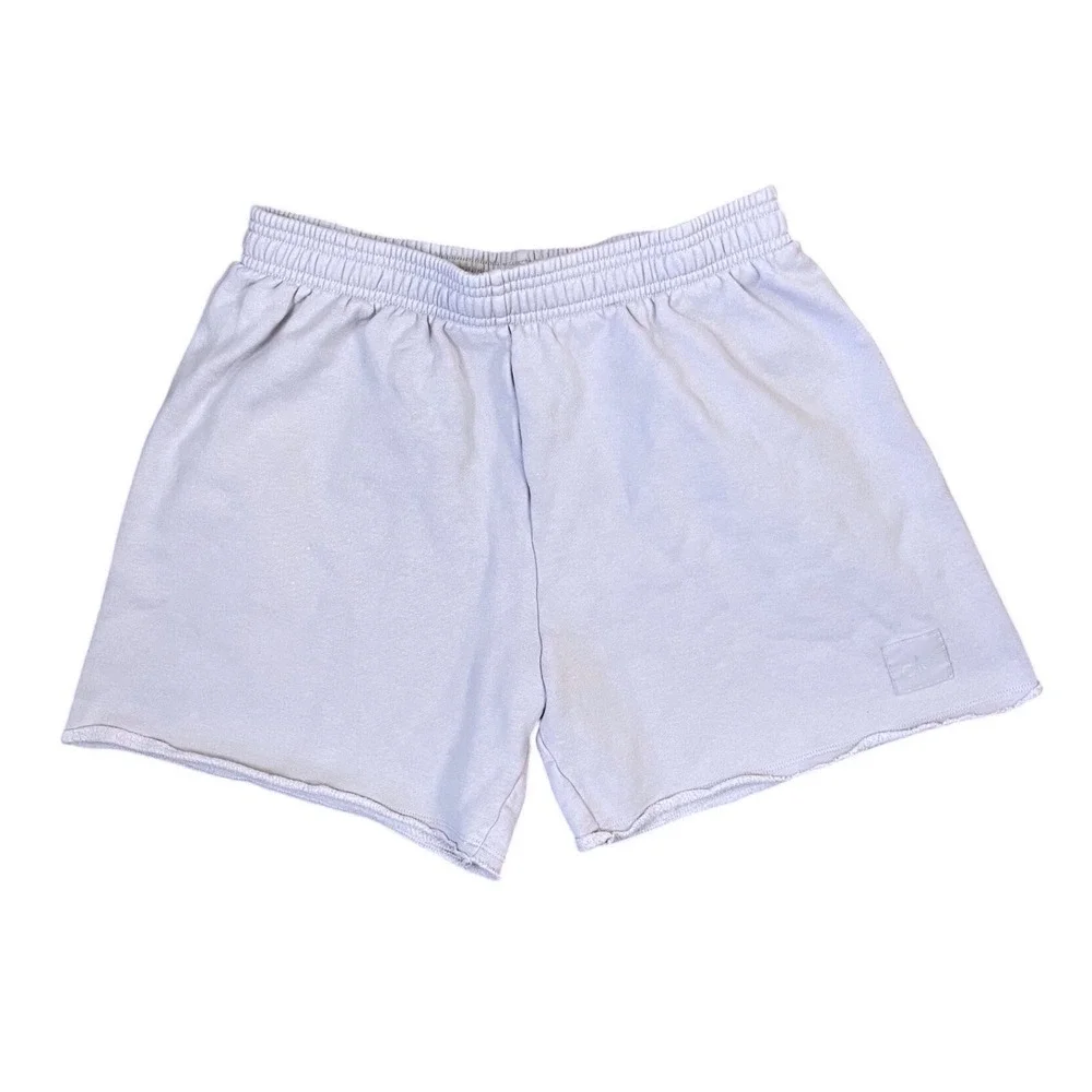 Alo Yoga Accolade Sweat Shorts Lavender Purple Cotton Fleece Raw Hem Medium - Picture 1 of 8
